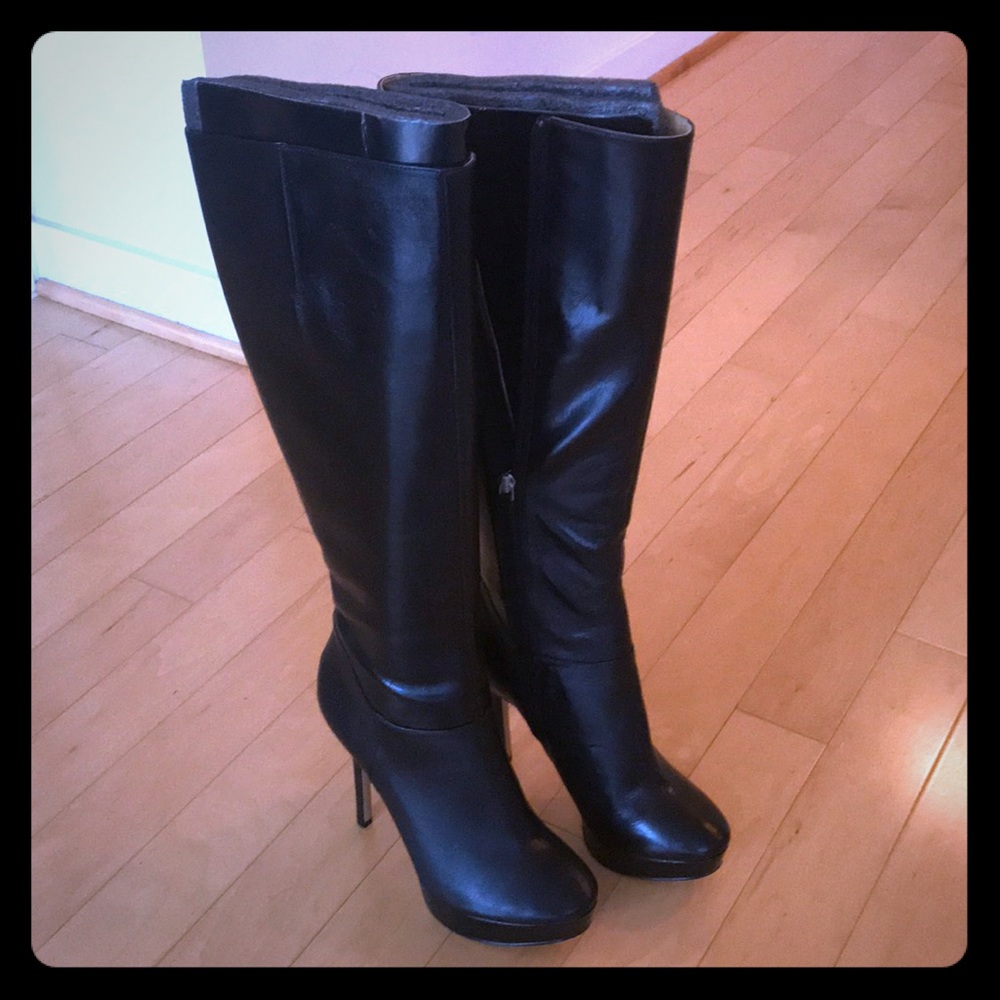 8M Nine West Over the Knee Leather Heeled Boots